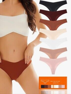 7-Pack Seamless underwear Thongs for Women, No Show Breathable